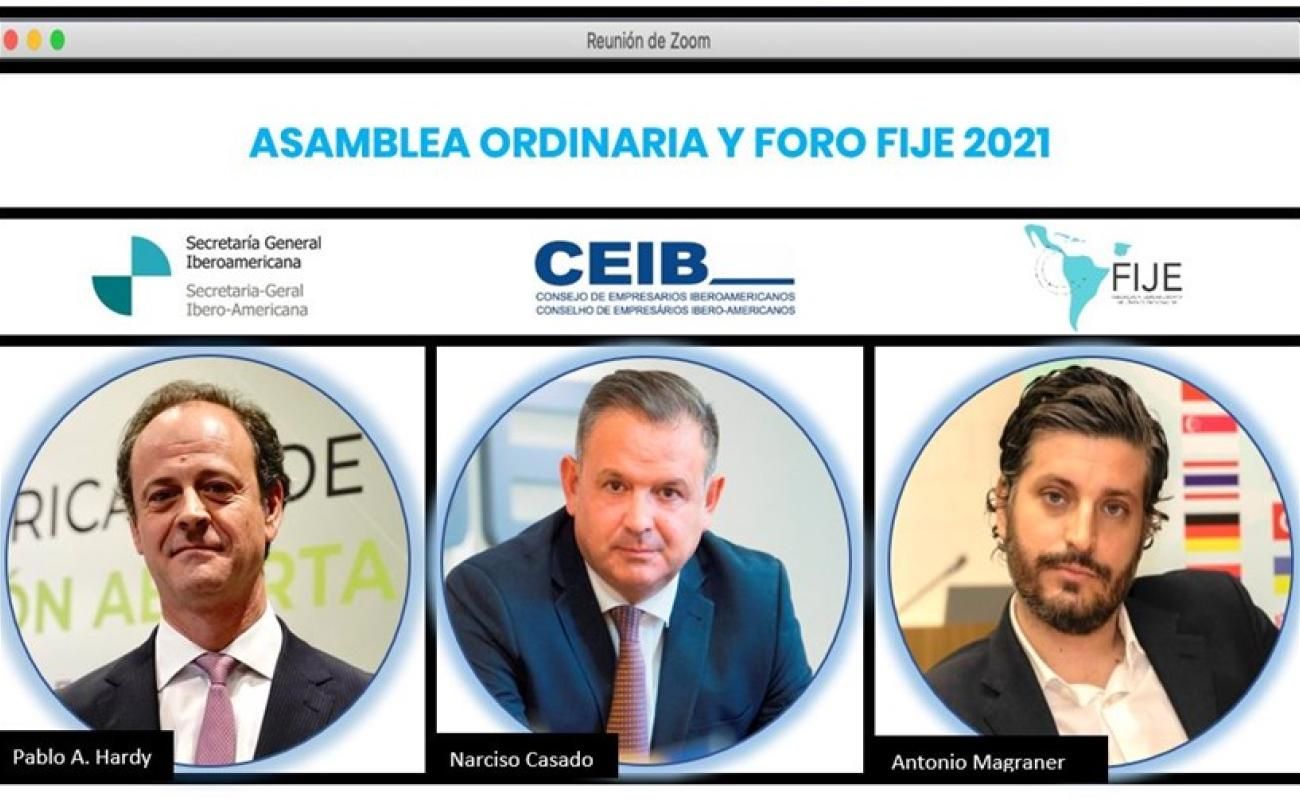 Narciso Casado de CEIB, Pablo Adrián Hardy de SEGIB y Antonio Magraner