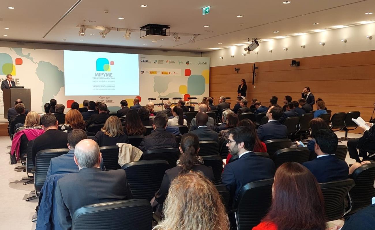 El secretario general Iberoamericano, Andrés Allamand, durante la inauguración del V Foro Iberoamericano de la Mipyme