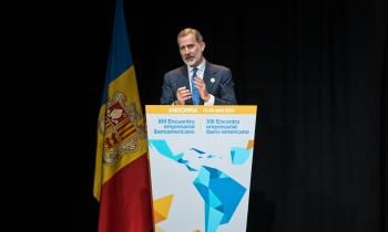 el Rey Felipe VI interviniendo en la clausura del Encuentro Empresarial Iberoamericano