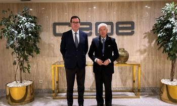 El presidente de CEOE, Antonio Garamendi, y su homólogo de CIP, António Saraiva