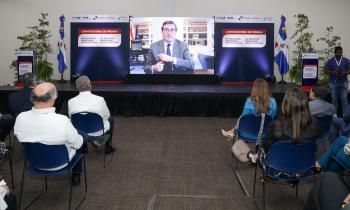 El presidente de CEOE/Secretaría permanente de CEIB, Antonio Garamendi, durante la presentación del XIV Encuentro Empresarial Iberoamericano en República Dominicana