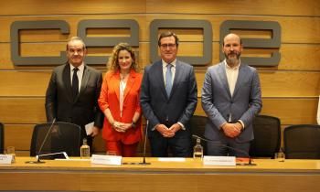 Andrés Allamand, May López, Antonio Garamendi y Antonio Rodríguez en la presentación de III Observatorio de la Sostenibilidad en CEOE