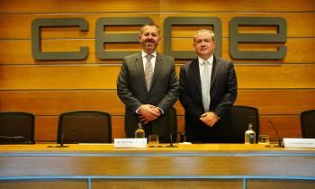 El vicepresidente de Asuntos Internacionales y Laborales de COPARMEX, Fernando Treviño junto al secretario permanente de CEIB, Narciso Casado