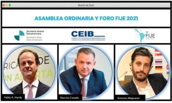 Narciso Casado de CEIB, Pablo Adrián Hardy de SEGIB y Antonio Magraner